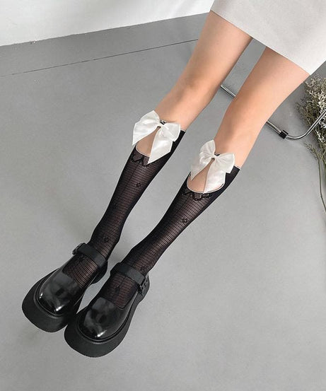 Autumn Delight: Coquette Bow Cutout Knee High Socks - Sweet & Stylish for Fall