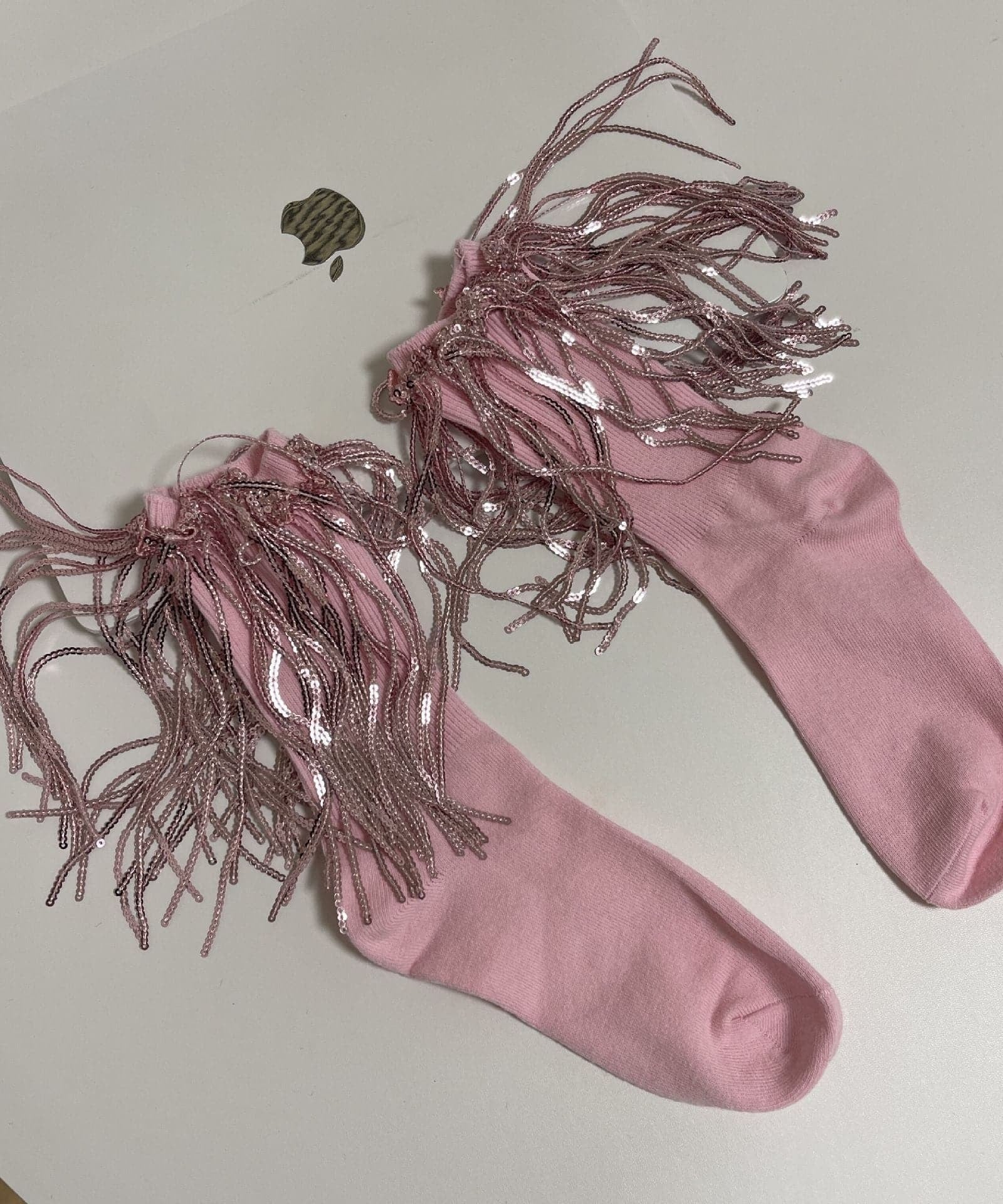 Dazzling Pink Sequin Tassel Ankle Socks | Festive Party Glam for Women