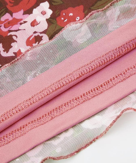 Flirty Fall Floral Mesh Mini Dress - Y2K Sweetheart Cap Sleeve Bodycon