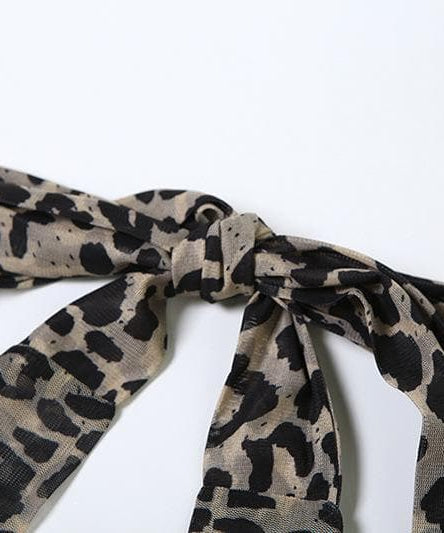 Fierce Fall Nights: Y2K Leopard Print Halter Top with Asymmetrical Ruffle - Backless & Bold