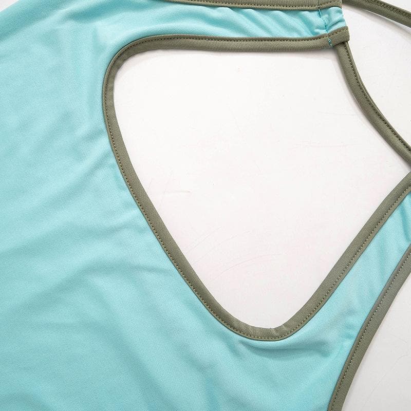 Chic Contrast Trim Halter Bodysuit - Your Fall Evening Statement Piece