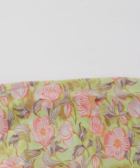 Golden Hour Glam: Autumn Bloom Floral Maxi Dress with Zesty Lime Lace Sweetheart Top