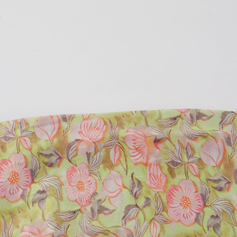 Golden Hour Glam: Autumn Bloom Floral Maxi Dress with Zesty Lime Lace Sweetheart Top