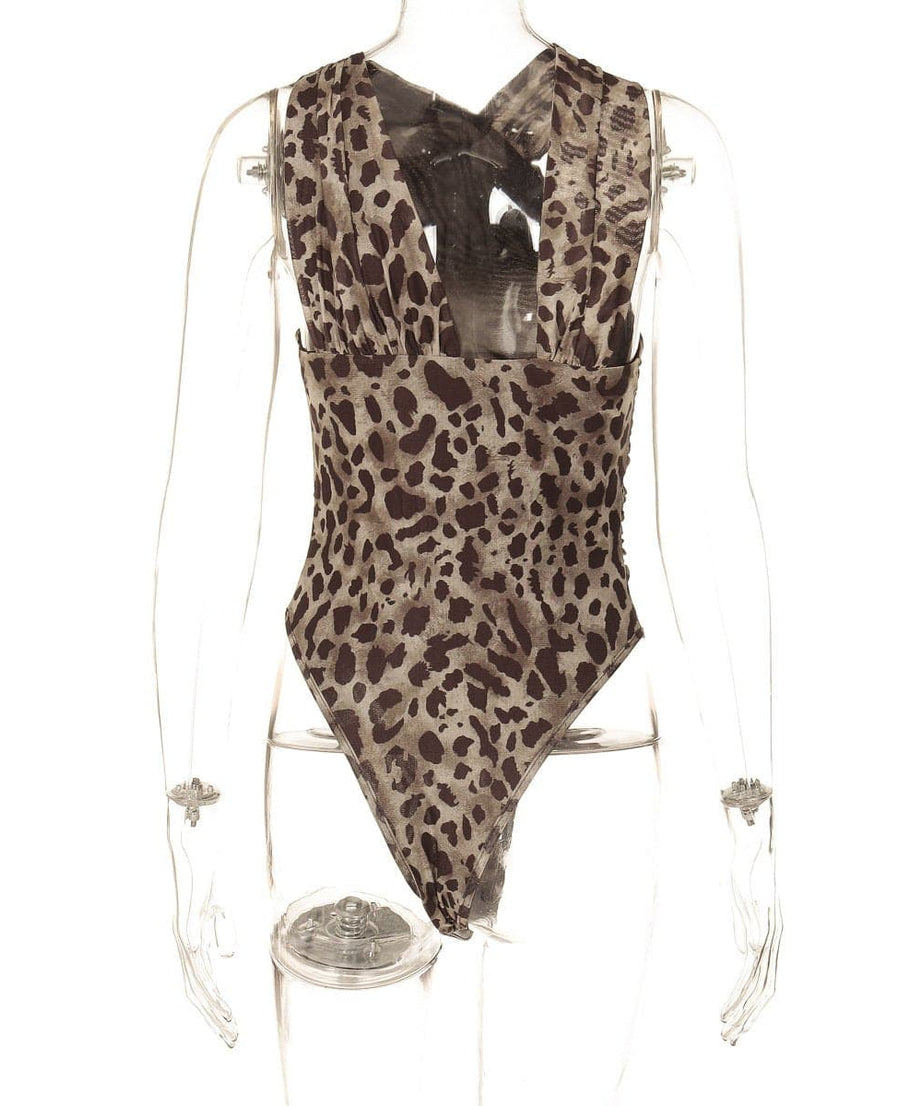 Fierce & Chic: Asymmetrical Leopard Print Ruched Bodysuit - Your Fall Party & Night Out Statement