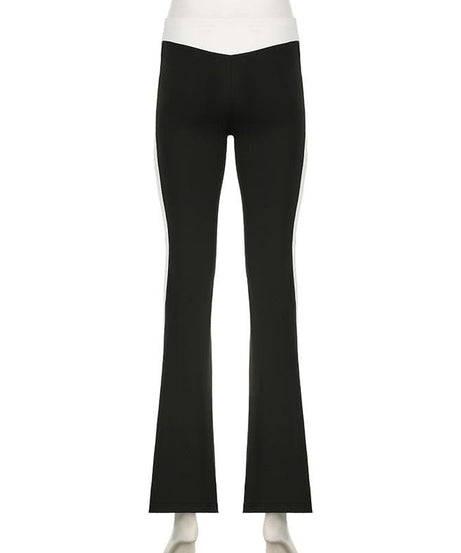 Chic V-Waist Flare Leggings for Women | High-Rise Black Yoga Pants for Fall