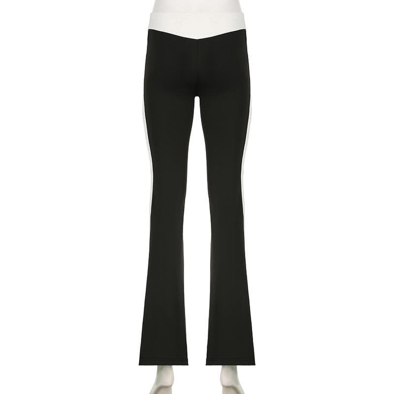 Chic V-Waist Flare Leggings for Women | High-Rise Black Yoga Pants for Fall