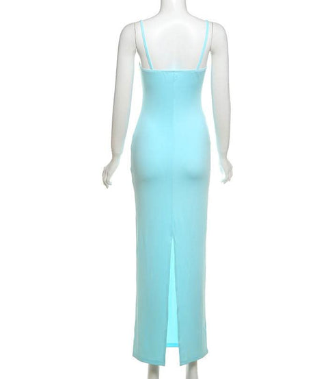 Siren Aqua Bodycon Maxi Dress with Neon Lime Lace Bust – Perfect for Fall Getaways & Glam Events