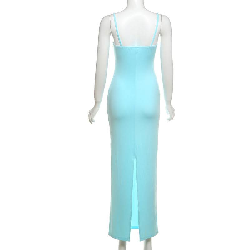 Siren Aqua Bodycon Maxi Dress with Neon Lime Lace Bust – Perfect for Fall Getaways & Glam Events