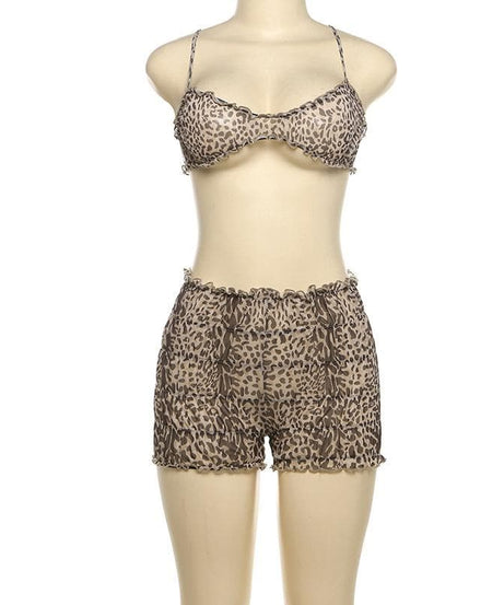Wild Heart Leopard Ruffle Crop Top & Shorts Set - Your Warm-Weather Getaway
