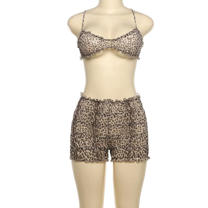 Wild Heart Leopard Ruffle Crop Top & Shorts Set - Your Warm-Weather Getaway
