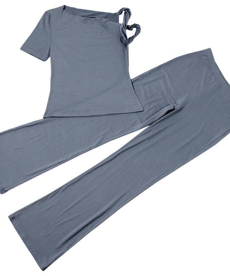 Women's Fall Chic Knot-Detail Lounge & Go Pant Set - Comfy & Stylish 2-Piece Outfit