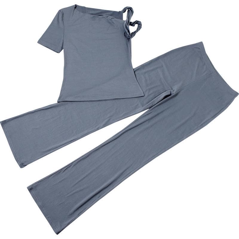 Women's Fall Chic Knot-Detail Lounge & Go Pant Set - Comfy & Stylish 2-Piece Outfit