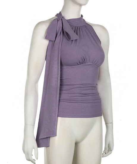 Elevated Halter Tie-Neck Ruched Top | Chic Fall & Holiday Sleeveless Blouse