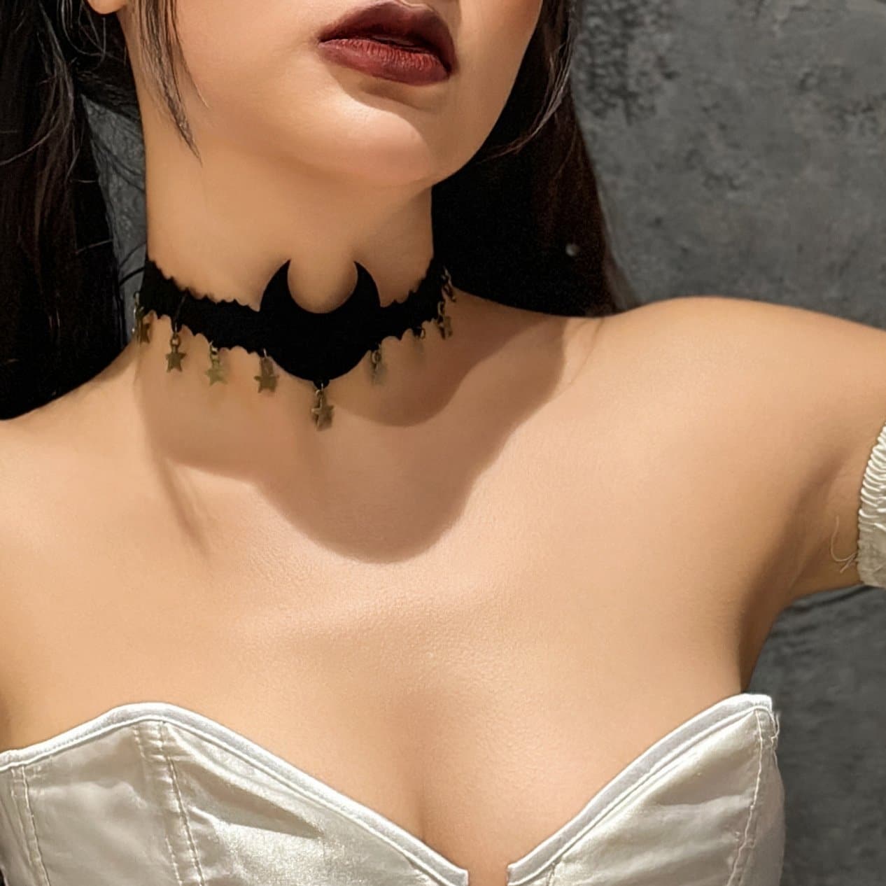 Enchanting Gothic Celestial Velvet Moon & Stars Choker Necklace - Halloween & Fall Fashion Must-Have