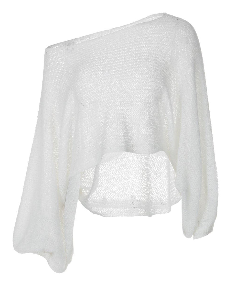 Effortless Glamour: One-Shoulder Sheer Knit Puff Sleeve Top | Fall Style Statement