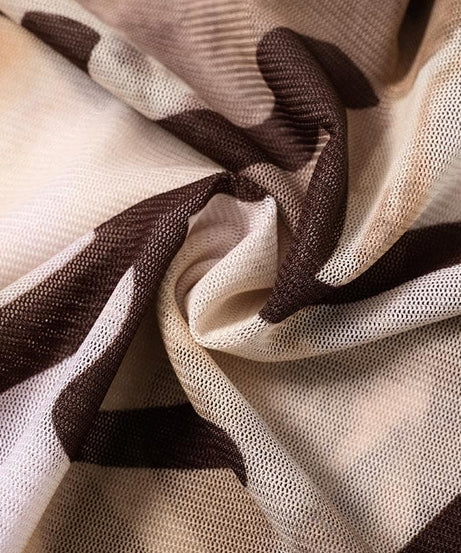 Artistic Mesh Bell Sleeve Top - Edgy Fall Graphic Long Sleeve for Women