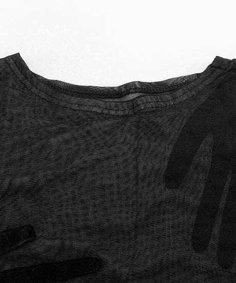 Mysterious Embrace Sheer Mesh Long Sleeve Top - Edgy Fall Fashion for Women