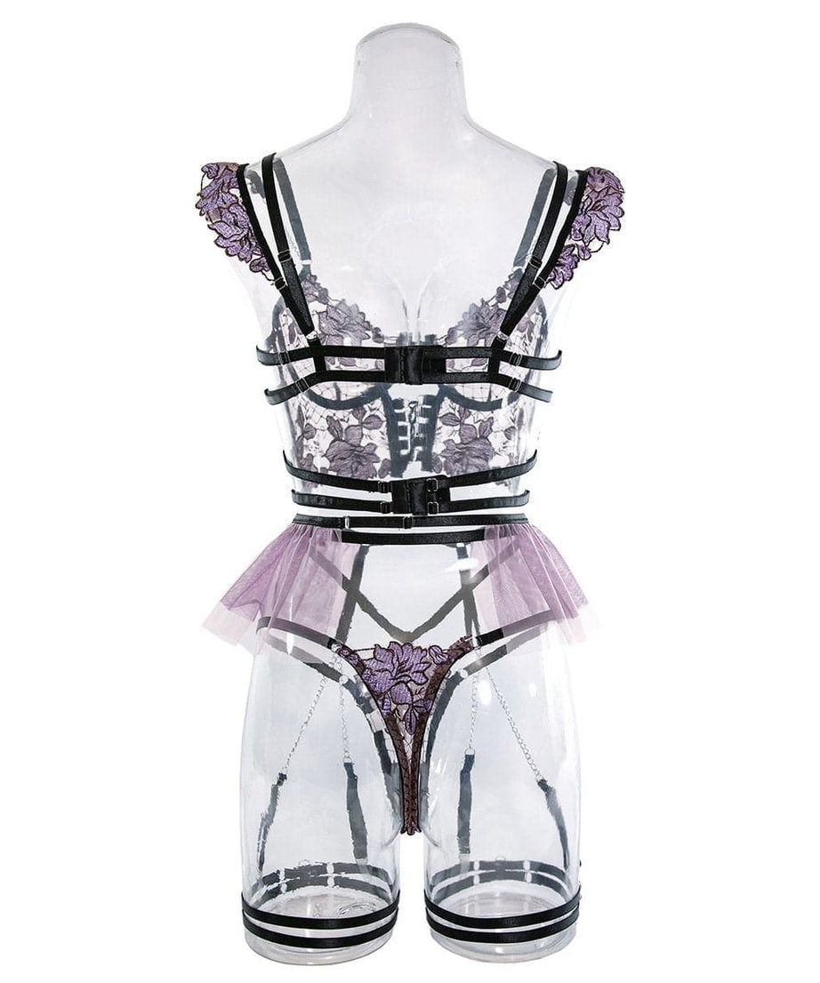 Mystique Bloom Chain & Mesh Garter Lingerie Set - Ignite Your Fall Nights
