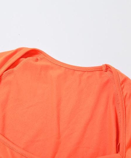 Fiery Orange Corset Detail Bodycon Mini Dress | Square Neck Long Sleeve Fall Party Essential