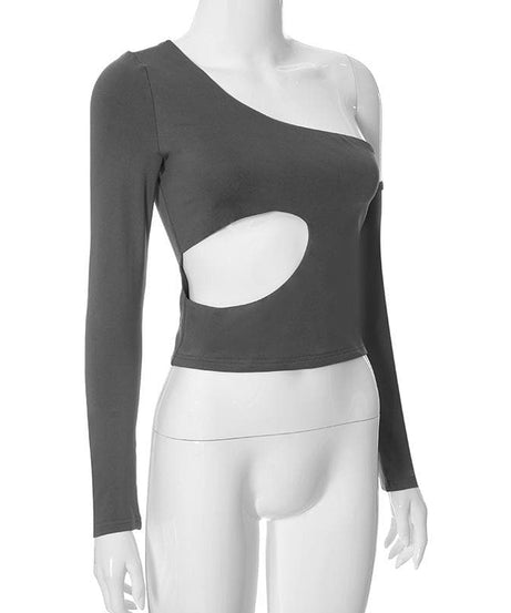 Rebel Chic One-Shoulder Cut-Out Top with Arm Warmer – Your Fall Party Statement