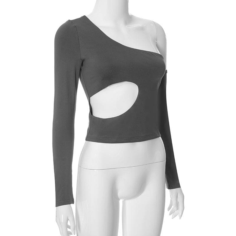 Rebel Chic One-Shoulder Cut-Out Top with Arm Warmer – Your Fall Party Statement