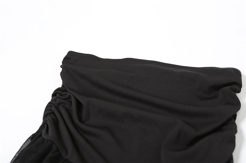 Dramatic Gothic High-Low Mesh Skirt - Fall Edgy Ruffle Maxi for Halloween