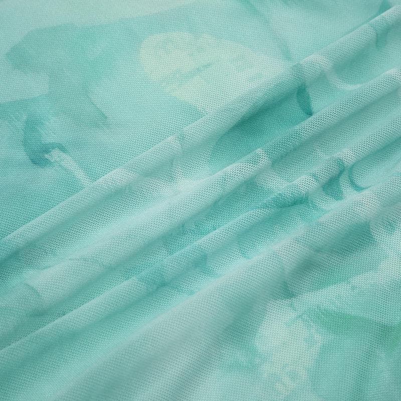 Ethereal Aqua Tie-Dye Mesh Maxi Dress - Ruched Cami & Mermaid Hem | Fall Getaway Chic