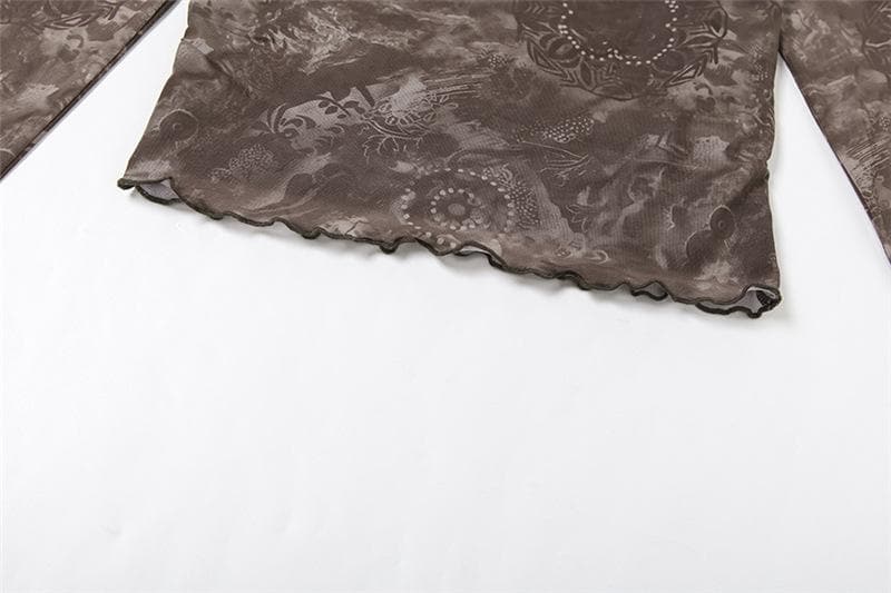 Bewitching Fall Night Out Set: Off-Shoulder Mesh Top & Ruched Mini Skirt