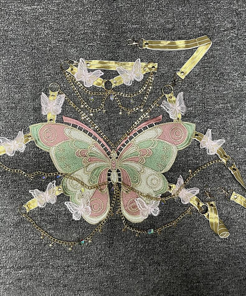 Enchanted Butterfly Halter Top & Body Chain with Choker | Festival Rave & Halloween Statement Piece