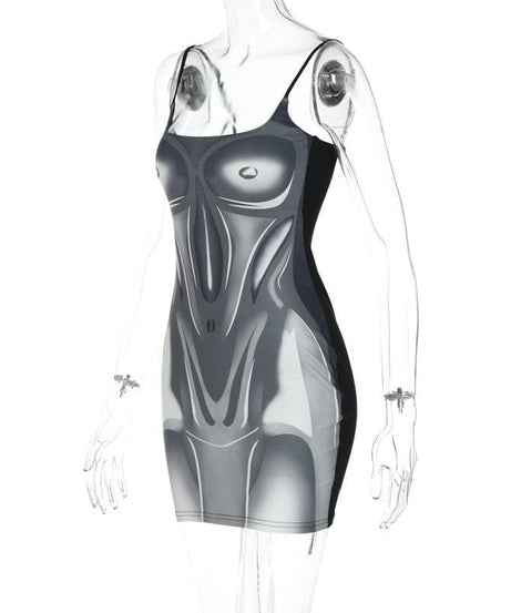 Edgy Illusion Bodycon Mini Dress - Fall & Halloween Ready