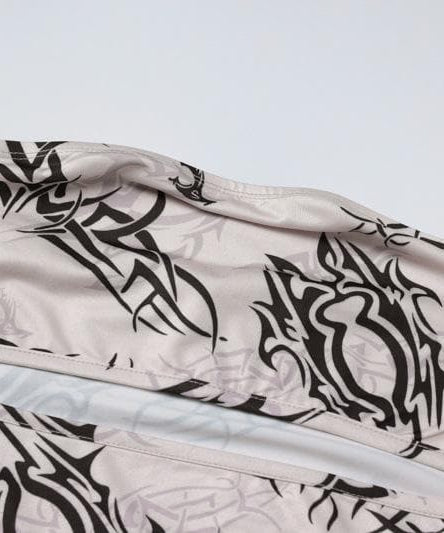 Y2K Tribal Tattoo Print Cut-Out Maxi Skirt & Tube Top Set - Edgy Fall Party & Halloween Glam