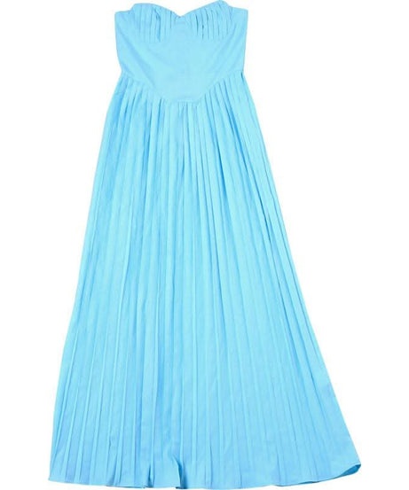 Azure Escape Strapless Pleated Maxi Dress - Fall Formal & Resort Ready Elegance