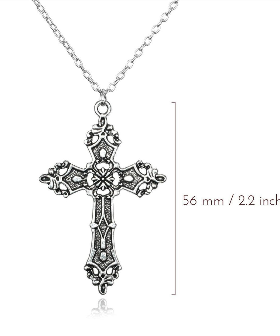 Elegant Vintage Silver Cross Necklace for Women - Ornate Faith Pendant, Perfect for Fall Style & Thoughtful Gifts