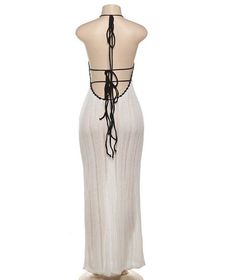 Chic Halter Backless Knit Maxi Dress - Your Essential Winter Getaway & Resort Style