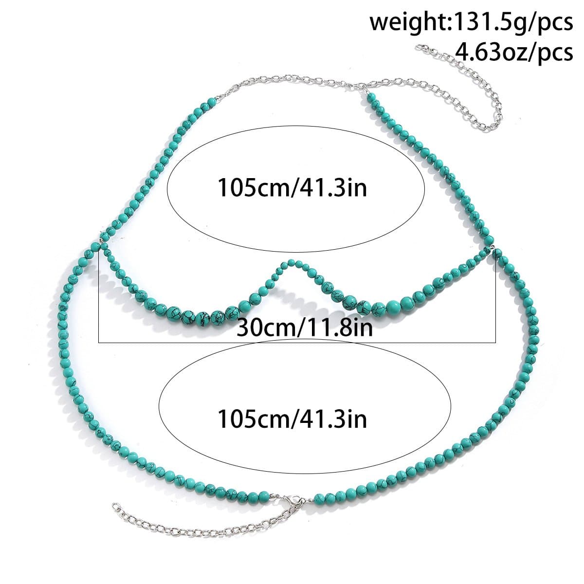 Turquoise Beaded Glamour Bikini Body Chain | Resort & Tropical Getaway Swimwear Accessory