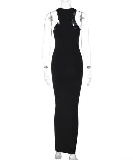 Dazzling Rhinestone Embellished Black Maxi Dress - Holiday Gala & New Year's Eve Glamour