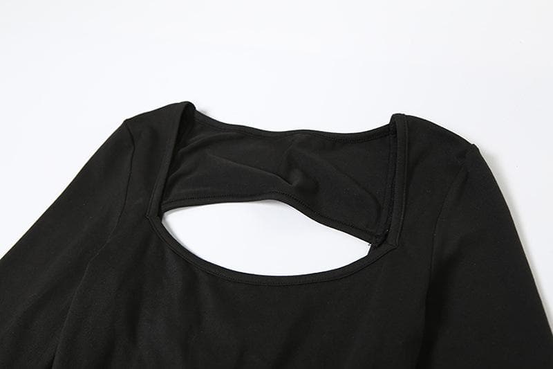 Fall Ready: Chic Black Square Neck Backless Flared Jumpsuit