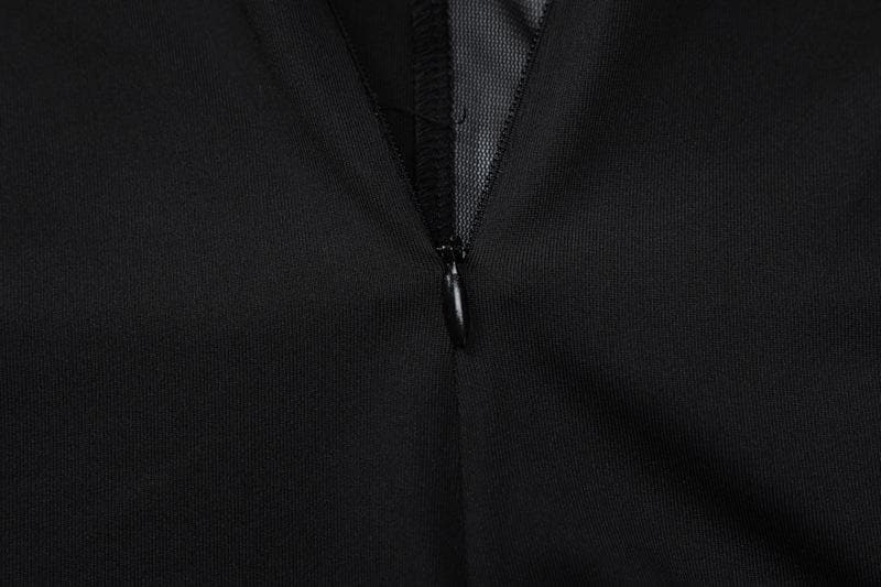 The 'Enigma' Sheer Mesh Patchwork Long Sleeve Romper - Fall Nights Out & Halloween Party Ready