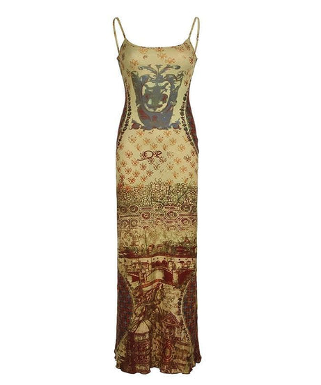 Renaissance Tapestry Print Cami Maxi Dress - Effortless Fall Style