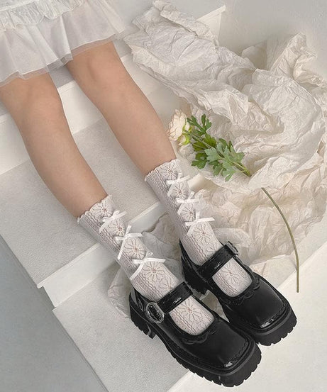 Coquette Charm: Bow Lace Ruffle Socks & Chunky Mary Jane Shoes - Fall 2025 Academia Style