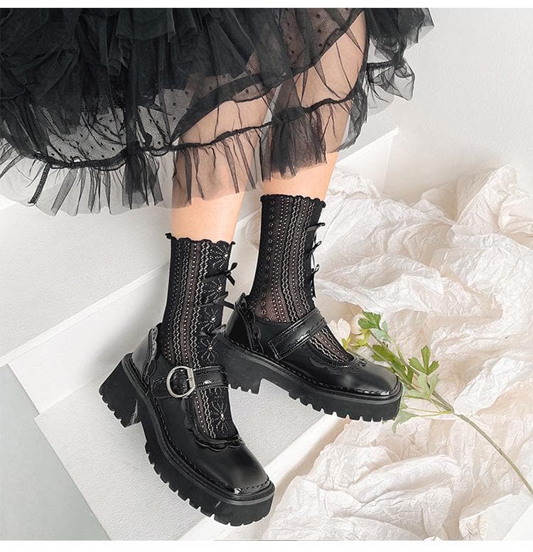 Coquette Charm: Bow Lace Ruffle Socks & Chunky Mary Jane Shoes - Fall 2025 Academia Style