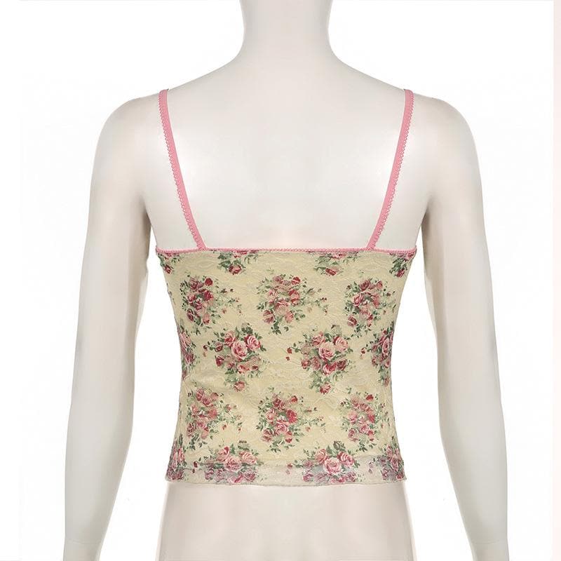 Romantic Rose Lace V-Neck Cami Top – Chic Fall Layering & Everyday Comfort