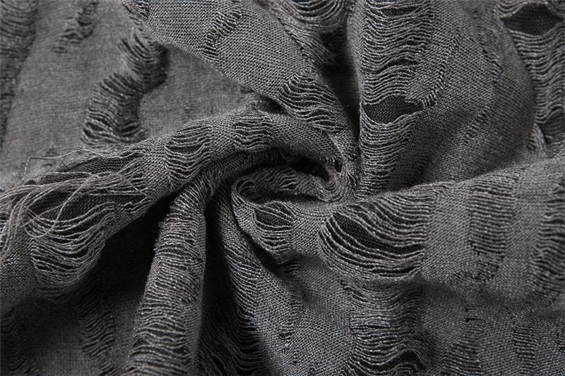 Edgy Distressed Hooded Crop Top & Arm Warmer Set - Grunge Y2K Fall Fashion