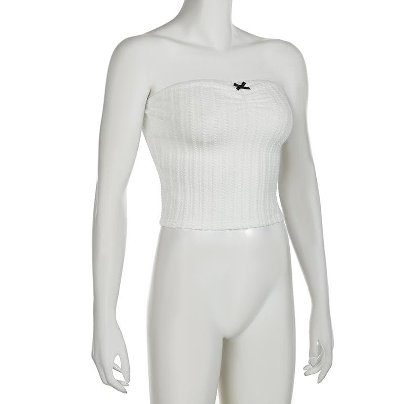 Effortless Chic Textured Bow Tube Crop Top | Fall Transitional Style