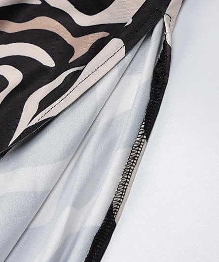 Statement Zebra Print Maxi Dress | Lace Cutout & High Slit for Fall Glam