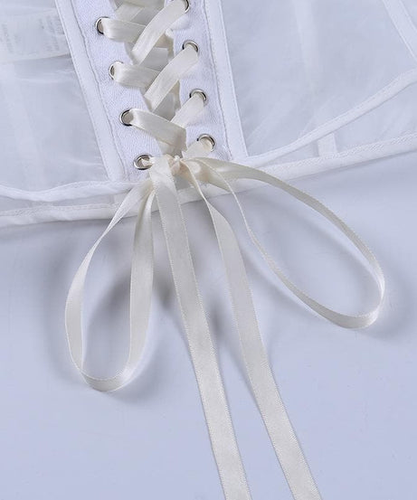 Chic Black Strapless Mesh Corset Bustier Top with Boning & Lace-Up Back - Your Fall Night Out Essential