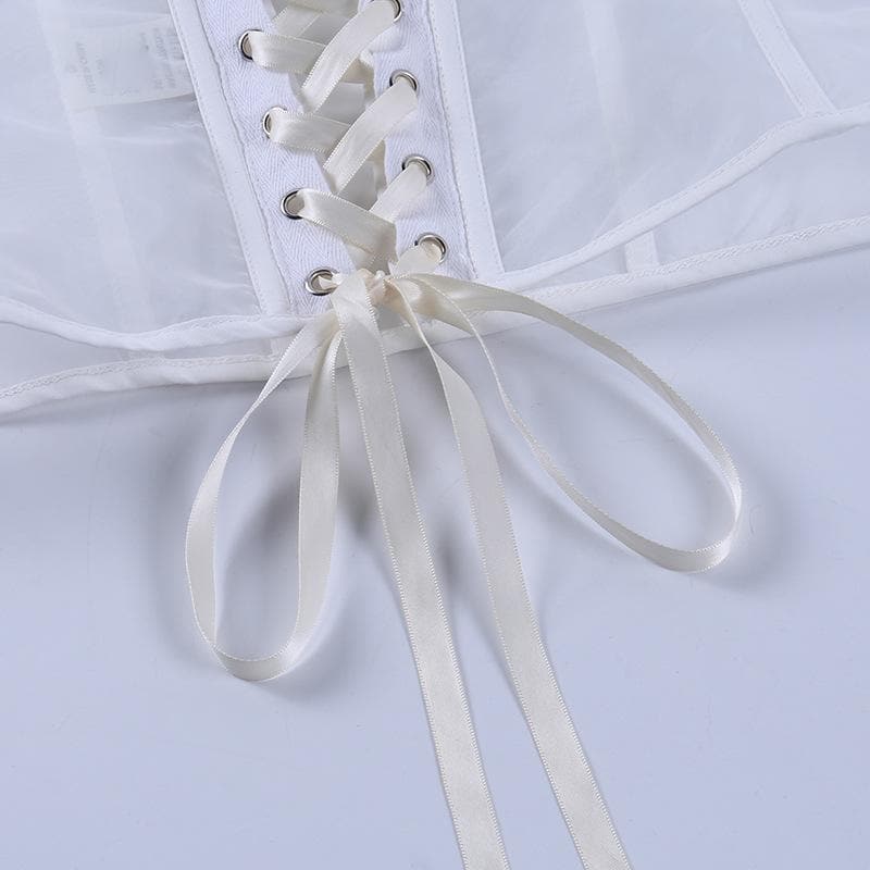 Chic Black Strapless Mesh Corset Bustier Top with Boning & Lace-Up Back - Your Fall Night Out Essential