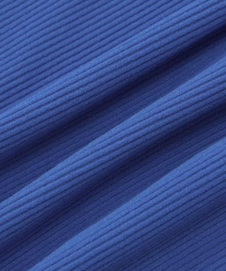 Cozy Chic Cobalt Blue Ribbed Off-Shoulder Long Sleeve Crop Top & Shorts Set - Fall Lounge Essential