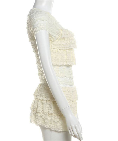 Dreamy Tiered Ruffle Lace Knit Shorts Set - Cozy Resort & Lounge Wear for Women