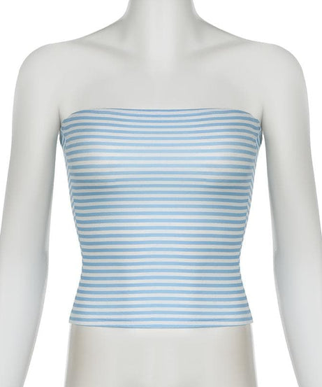 Effortless American Chic: Striped Strapless Tube Top - Your Fall Layering & Holiday Travel Essential